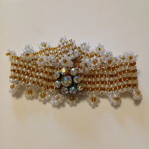 Women's Floral Iridescent Rhinestone Boho Chic Fashion Seed Bead Bracelet